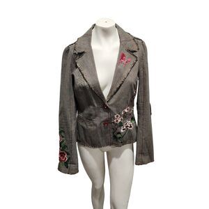 3J Workshop Series III Daydream Blazer Jacket Womens M Embroidered Floral Patch